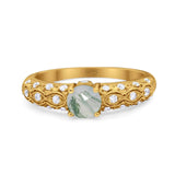 Vintage Style Round Natural Stone Solitaire Ring