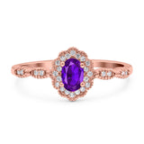 Art Deco Oval Natural Stone Floral Ring