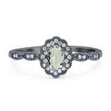 Art Deco Oval Natural Stone Floral Ring