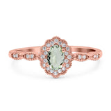 Art Deco Oval Natural Stone Floral Ring