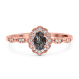 Art Deco Oval Natural Stone Floral Ring