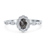 Art Deco Oval Natural Stone Floral Ring