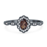 Art Deco Oval Natural Stone Floral Ring