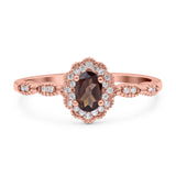 Art Deco Oval Natural Stone Floral Ring