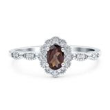 Art Deco Oval Natural Stone Floral Ring
