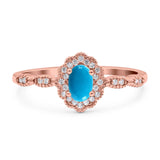Art Deco Oval Natural Stone Floral Ring