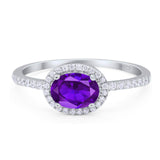Art Deco Oval Natural Stone Solitaire Ring