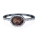 Art Deco Oval Natural Stone Solitaire Ring