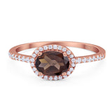Art Deco Oval Natural Stone Solitaire Ring