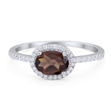 Art Deco Oval Natural Stone Solitaire Ring
