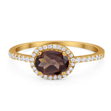 Art Deco Oval Natural Stone Solitaire Ring