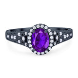 Vintage Style Oval Natural Stone Art Deco Ring
