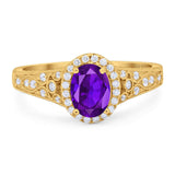 Vintage Style Oval Natural Stone Art Deco Ring
