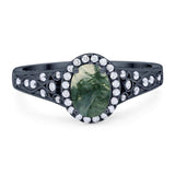 Vintage Style Oval Natural Stone Art Deco Ring