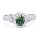 Vintage Style Oval Natural Stone Art Deco Ring