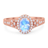 Vintage Style Oval Natural Stone Art Deco Ring