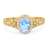 Vintage Style Oval Natural Stone Art Deco Ring
