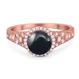 Vintage Style Round Natural Stone Ring