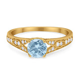 Art Deco Round Natural Stone Cathedral Ring