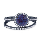Two Piece Round Natural Stone Bridal Ring