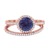 Two Piece Round Natural Stone Bridal Ring