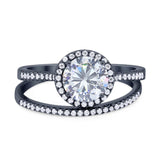 Two Piece Round Natural Stone Bridal Ring