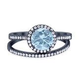 Two Piece Round Natural Stone Bridal Ring