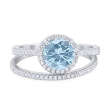 Two Piece Round Natural Stone Bridal Ring