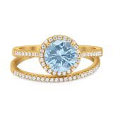 Two Piece Round Natural Stone Bridal Ring