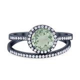 Two Piece Round Natural Stone Bridal Ring