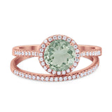 Two Piece Round Natural Stone Bridal Ring