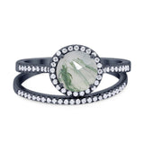 Two Piece Round Natural Stone Bridal Ring