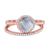 Two Piece Round Natural Stone Bridal Ring