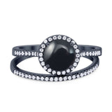 Two Piece Round Natural Stone Bridal Ring