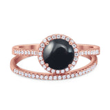 Two Piece Round Natural Stone Bridal Ring