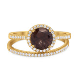 Two Piece Round Natural Stone Bridal Ring