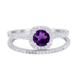 Two Piece Round Natural Stone Ring