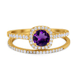 Two Piece Round Natural Stone Ring