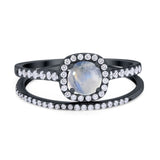 Two Piece Round Natural Stone Ring