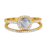 Two Piece Round Natural Stone Ring
