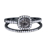 Two Piece Round Natural Stone Ring