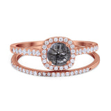Two Piece Round Natural Stone Ring