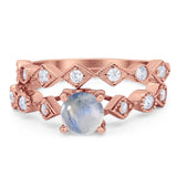 Two Piece Round Natural Stone Bridal Ring
