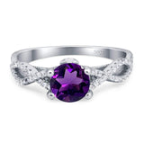 Art Deco Round Natural Stone Solitaire Ring