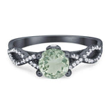 Art Deco Round Natural Stone Solitaire Ring