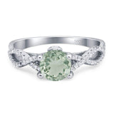 Art Deco Round Natural Stone Solitaire Ring