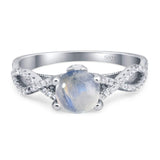 Art Deco Round Natural Stone Solitaire Ring