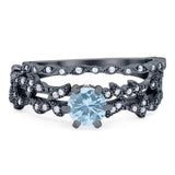 Two Piece Round Natural Stone Floral Ring
