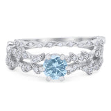 Two Piece Round Natural Stone Floral Ring