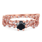 Two Piece Round Natural Stone Floral Ring